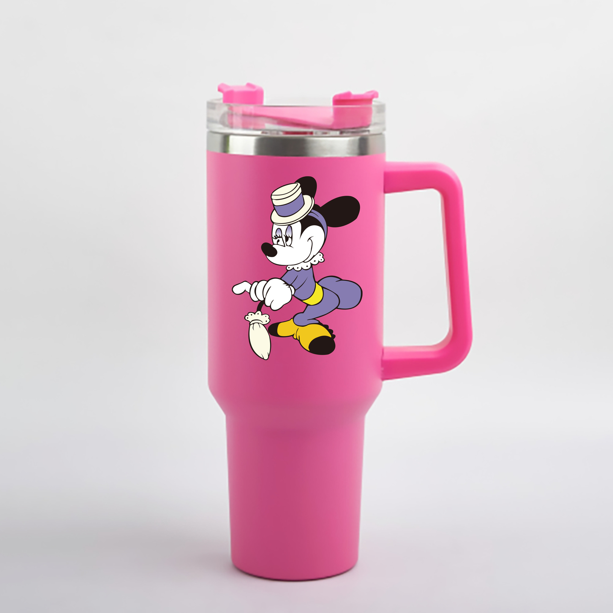 （画像用） ミッキーマウス Mickey Mouse 1200mL車用タンブラー - クリスタルステッカー（プラスチックストロー付き）
